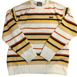 Vintage 1990s Brown Yellow  Orange South Pole Striped Sweater Y2K